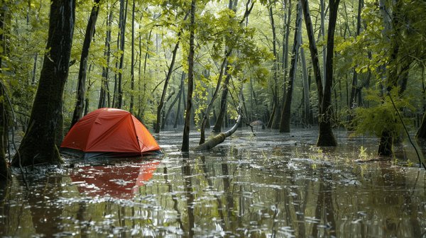 Comment sécuriser un campement en zone inondable en camping?